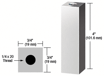 C.R. Laurence CRL Chrome 3/4&quot; Square Standoff Base 4&quot; Long | SQ754CH