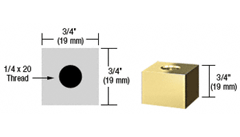 C.R. Laurence CRL Brass 3/4&quot; Square Standoff Base 3/4&quot; Long | SQ7575BR