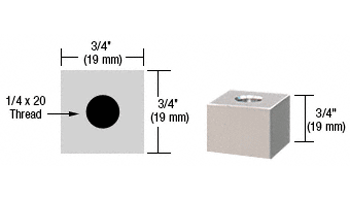C.R. Laurence CRL Chrome 3/4&quot; Square Standoff Base 3/4&quot; Long | SQ7575CH
