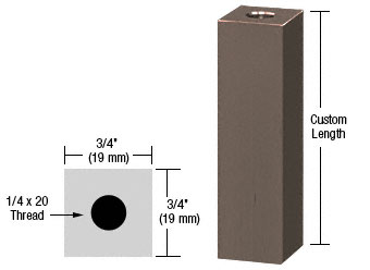 C.R. Laurence CRL Oil Rubbed Bronze 3/4&quot; Square Standoff Base Custom Length | SQ75C0RB