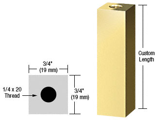 C.R. Laurence CRL Brass 3/4&quot; Square Standoff Base Custom Length | SQ75CBR