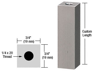 C.R. Laurence CRL Brushed Stainless 3/4&quot; Square Standoff Base Custom Length | SQ75CBS