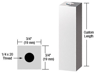 C.R. Laurence CRL Polished Stainless 3/4&quot; Square Standoff Base Custom Length | SQ75CPS