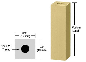 C.R. Laurence CRL Satin Brass 3/4&quot; Square Standoff Base Custom Length | SQ75CSB