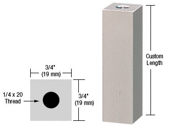C.R. Laurence CRL Satin Chrome 3/4&quot; Square Standoff Base Custom Length | SQ75CSC