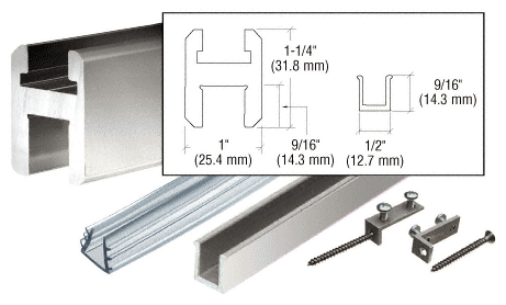 C.R. Laurence CRL Brite Anodized 95&quot; Flat/Flat Profile Deluxe Shower Door Header Kit | SQH980BA