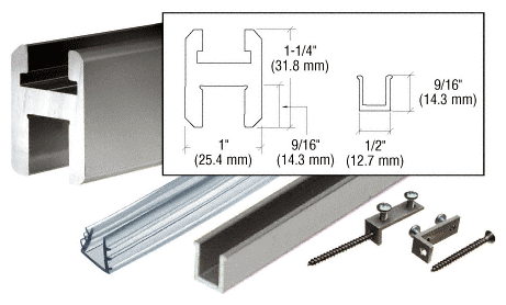 C.R. Laurence CRL Brushed Nickel 95&quot; Flat/Flat Profile Deluxe Shower Door Header Kit | SQH980BN