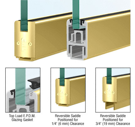 C.R. Laurence CRL Custom Length Polished Brass 2-5/16&quot; Low Profile Sidelite Rail With Saddle | SR2SPB12CL