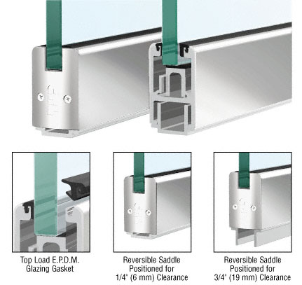 C.R. Laurence CRL Custom Length Polished Stainless 2-5/16&quot; Low Profile Sidelite Rail With Saddle | SR2SPS12CL