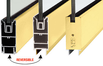 C.R. Laurence CRL Brite Gold Anodized 4&quot; Custom Length Square Sidelite Rail for 3/8&quot; and 1/2&quot; Glass  | SR4SBGA3812CL