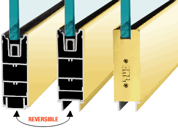 C.R. Laurence CRL Polished Brass 6&quot; Custom Length Square Sidelite Rail for 3/4&quot; Glass | SR6SPB34CL