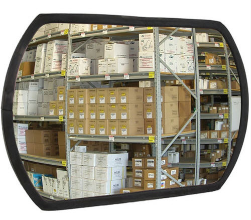 24&quot; x 36&quot; Acrylic Convex Roundtangular Mirror Indoor with Galvanized Back and Single Telescoping Bracket | SRTGB24X36