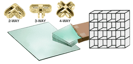 C.R. Laurence CRL 16 Cube Single Sided Tempered Glass Displayer with Brass Connectors | SS44BR