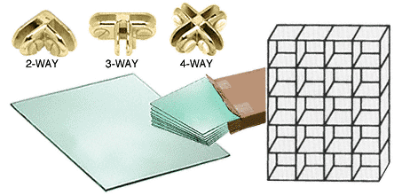 C.R. Laurence CRL 20 Cube Single Sided Tempered Glass Displayer with Brass Connectors | SS45BR