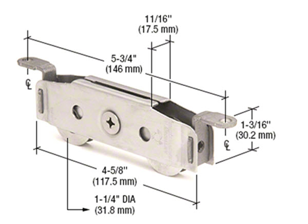 1-1/4&quot; Stainless Steel Ball Bearing Tandem Sliding Glass Door Roller With 11/16&quot; Wide Housing | SS7300