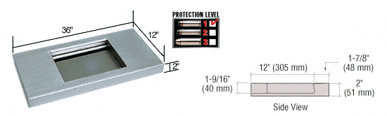 C.R. Laurence CRL 36&quot; Wide x 12&quot; Deep Level 1 Protection Stainless Steel Shelf with Deal Tray | SSDT3612