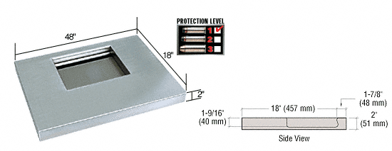 C.R. Laurence CRL 48&quot; Wide x 18&quot; Deep Level 1 Protection Stainless Steel Shelf with Deal Tray | SSDT4818
