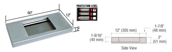 C.R. Laurence CRL 60&quot; Wide x 12&quot; Deep Level 1 Protection Stainless Steel Shelf with Deal Tray | SSDT6012