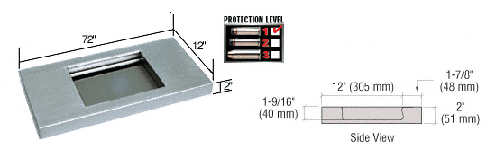 C.R. Laurence CRL 72&quot; Wide x 12&quot; Deep Level 1 Protection Stainless Steel Shelf with Deal Tray | SSDT7212