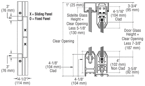 C.R. Laurence CRL OXXO Satin Anodized SSR Bottom Rolling Sliding Door System | SSR4FSA