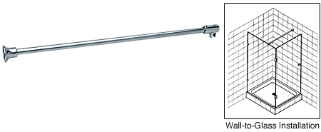 C.R. Laurence CRL Chrome Frameless Shower Door Fixed Panel Wall-To-Glass Support Bar for 1/4&quot; to 5/16&quot; Thick Glass | SUP06CH