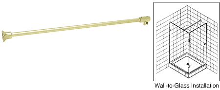 C.R. Laurence CRL Satin Brass Frameless Shower Door Fixed Panel Wall-To-Glass Support Bar for 1/4&quot; to 5/16&quot; Thick Glass | SUP06SB