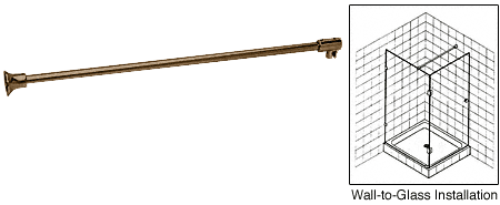 C.R. Laurence CRL Oil Rub Bronze Frameless Shower Door Fixed Panel Wall-To-Glass Support Bar for 3/8&quot; to 1/2&quot; Thick Glass | SUP100RB
