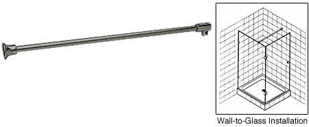 C.R. Laurence CRL Antique Brushed Nickel Frameless Shower Door Fixed Panel Wall-To-Glass Support Bar for 3/8&quot; to 1/2&quot; Thick Glass | SUP10ABN