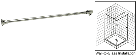C.R. Laurence CRL 51&quot; Brushed Nickel Wall-to-Glass Support Bar for 3/8&quot; to 1/2&quot; Thick Glass | SUP10BN51