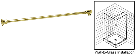 C.R. Laurence CRL Brass Frameless Shower Door Fixed Panel Wall-To-Glass Support Bar for 3/8&quot; to 1/2&quot; Thick Glass | SUP10BR