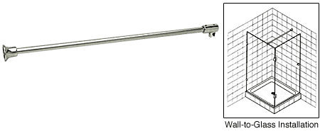 C.R. Laurence CRL Polished Nickel Frameless Shower Door Fixed Panel Wall-To-Glass Support Bar for 3/8&quot; to 1/2&quot; Thick Glass | SUP10PN