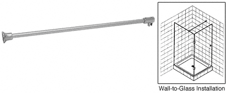 C.R. Laurence CRL Satin Nickel Frameless Shower Door Fixed Panel Wall-To-Glass Support Bar for 3/8&quot; to 1/2&quot; Thick Glass | SUP10SN
