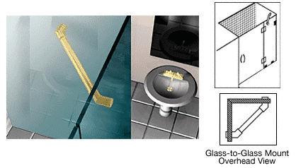 C.R. Laurence CRL Satin Brass Through Glass-to-Glass Mounted Support Bar | SUP135G2GSB