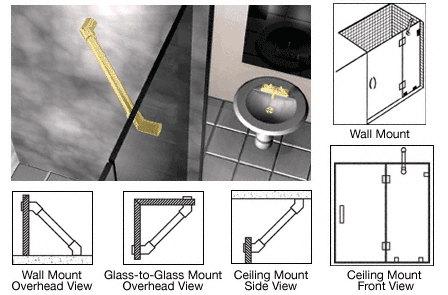 C.R. Laurence CRL Satin BrassThrough-Glass Mounted Support Bar | SUP135SB