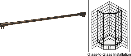 C.R. Laurence CRL Oil Rub Bronze Frameless Shower Door Fixed Panel Glass-To-Glass Support Bar for 3/8&quot; to 1/2&quot; Thick Glass | SUP200RB