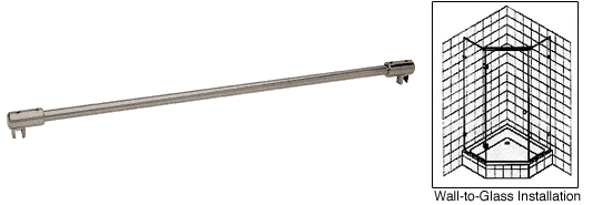 C.R. Laurence CRL 51&quot; Brushed Nickel Glass-to-Glass Support Bar for 3/8&quot; to 1/2&quot; Thick Glass | SUP20BN51