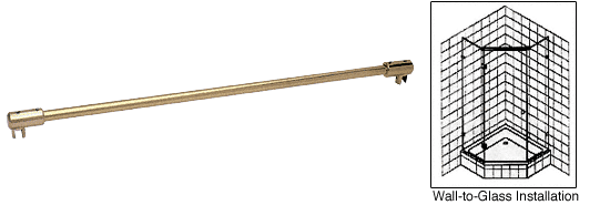 C.R. Laurence CRL 51&quot; Brass Glass-to-Glass Support Bar for 3/8&quot; to 1/2&quot; Thick Glass | SUP20BR51