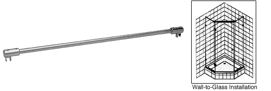 C.R. Laurence CRL 51&quot; Chrome Glass-to-Glass Support Bar for 3/8&quot; to 1/2&quot; Thick Glass | SUP20CH51