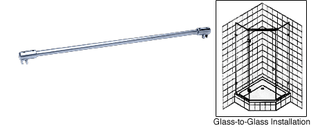 C.R. Laurence CRL Chrome Frameless Shower Door Fixed Panel Glass-To-Glass Support Bar for 3/8&quot; to 1/2&quot; Thick Glass | SUP20CH