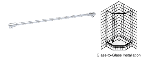 C.R. Laurence CRL Satin Chrome Frameless Shower Door Fixed Panel Glass-To-Glass Support Bar for 1/4&quot; to 5/16&quot; Thick Glass | SUP26SC