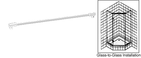 C.R. Laurence CRL White Frameless Shower Door Fixed Panel Glass-To-Glass Support Bar for 1/4&quot; to 5/16&quot; Thick Glass | SUP26W