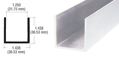C.R. Laurence CRL Satin Anodized 1-1/4&quot; (32mm) U-Channel Extrusion - 12 ft long | SV643A
