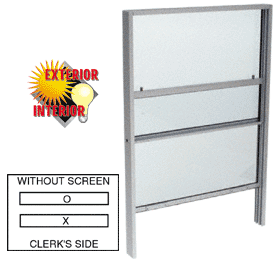 C.R. Laurence CRL Satin Anodized Vertical Sliding Service Window with 1/4&quot; Vinyl Glazing no Screen | SW1000A