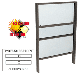 C.R. Laurence CRL Duranodic Bronze Finish Vertical Sliding Service Window with 1/4&quot; Vinyl Glazing no Screen | SW1000DU
