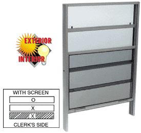 C.R. Laurence CRL Satin Anodized Finish 15&quot; X 30&quot; Vertical Sliding Service Windows with 1/4&quot; Vinyl Glazing and Screen | V1530