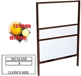 C.R. Laurence CRL Duranodic Bronze  Vertical Sliding Service Window for Surface or Pocket Installation with 1/4&quot; Glass No Screen | SW1414DU