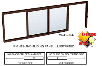 C.R. Laurence CRL Duranodic Bronze Finish Horizontal Sliding Service Window X- or -X Format with  1/8&quot; &amp; 1/4&quot; Vinyl Only No Screen | SW1600DU