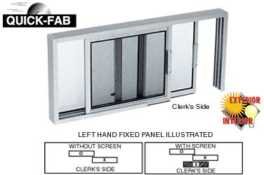 C.R. Laurence CRL Satin Anodized Horizontal Sliding Service Window XO or OX Format with 1/8&quot; Glass Only with Screen | SW2018A
