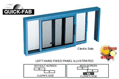 C.R. Laurence CRL Kynar Painted Horizontal Sliding Service Window XO or OX Format With 1/2&quot; Insulating Glass With Screen | SW2412K