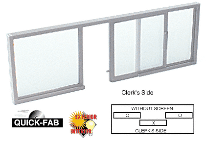 C.R. Laurence CRL Satin Anodized Horizontal Sliding Service Window OXO Format with 1/4&quot; Glass No Screen | SW2614A